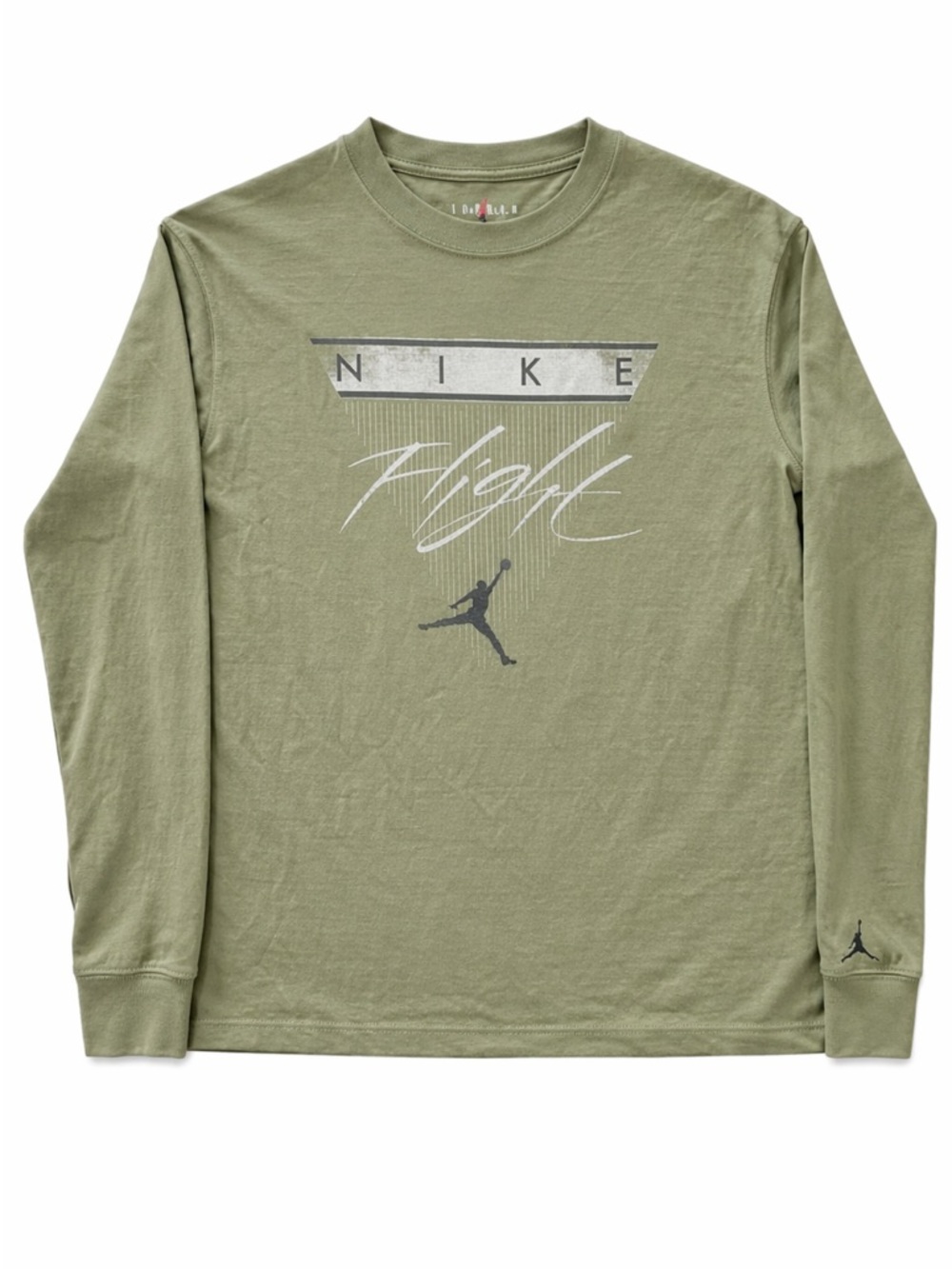 Jordan Men's Olive Green Long-Sleeve 'Flight' Graphic Tee